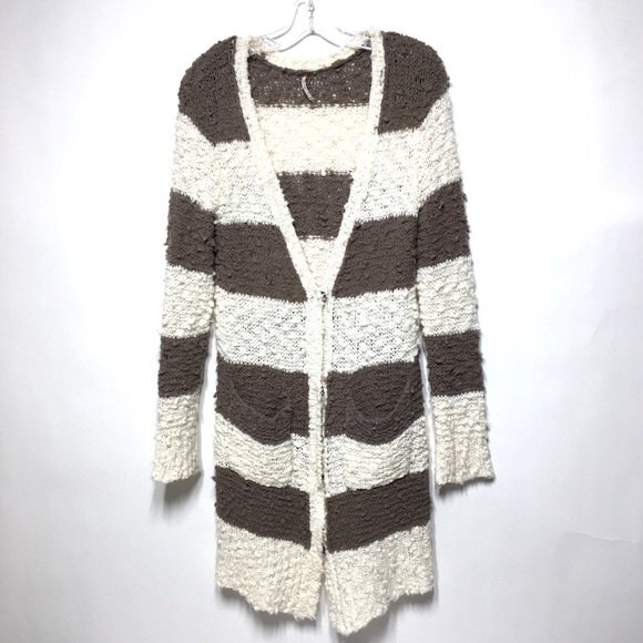 Free People Rugby Stripe Long Cardigan Medium - Picture 4 of 8